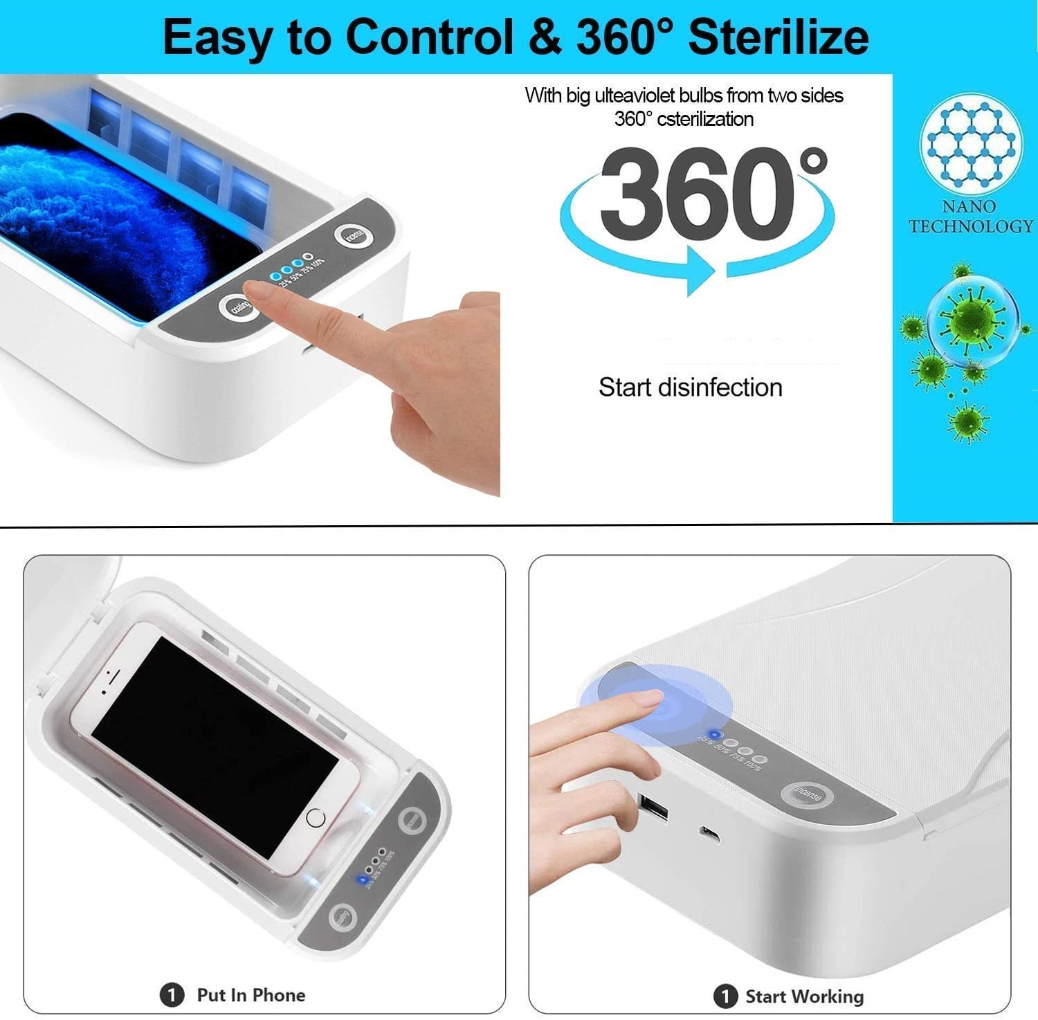 Mediciner.in - Life of Riley UV Sterilizer Coating Machine | Portable Electric Box for Cell Phone, Mask, Glasses | Kills Germs Viruses & Bacteria (White) | 2025 4 2 2025