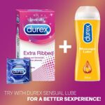 Durex Extra Ribbed Condoms for Men 10 Count Ribbed and Dotted for Extra StimulationSuitable for use with lubes toys 0 3 2025