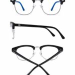 GLINDAR Blue Light Blocking Computer Glasses Retro Semi rimless Style Reduce Eye Strain Video Game Eyeglasses Men Women Black 0 2 2025