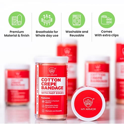 Mediciner.in - Home | 2025 MY ARMOR Cotton Crepe Bandage for Pain Relief 15cm X 4mt Tape for Injury Muscle Compression with 4 Extra Clips Pack of 2 0 0 2025