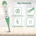 Mediciner.in - Ozocheck Digital Thermometer with Flexible Tip | Fever Alarm & Beep Function | Waterproof & 10 Seconds Fast Reading stainless steel | 2025 Ozocheck Digital Thermometer with Flexible Tip Fever Alarm Beep Function Waterproof 10 Seconds Fast Reading for Kids Adults White stainless steel 0 1 2025