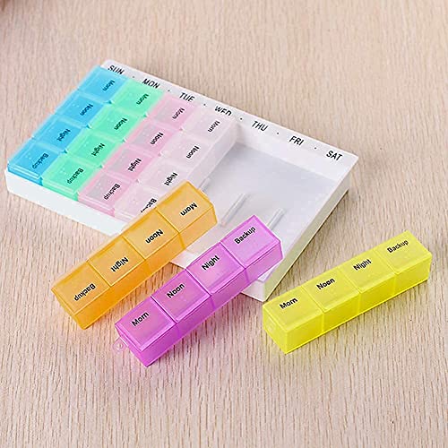 Mediciner.in - Qenixo® Pill Medicine Organizer 7-Day-Weekly Pill Case 28 Compartments Colorful Weekly Travel Pill Planner, Portable Travel Kits (1 Pac) | 2025 Qenixo Pill Medicine Organizer 7 Day Weekly Pill Case 28 Compartments Colorful Weekly Travel Pill Planner Portable Travel KitsDust Proof Box for PillsVitaminSupplements Daily Reminders of 4 Times 1 Pa 0 0 2025