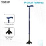 Mediciner.in - Vissco Avanti Plus - T Shape Aluminum Stick, Lightweight Walking Stick, Adjustable Height, Wide Base for Balance (Blue) | 2025 Vissco Avanti Plus T Shape Aluminum Stick Lightweight Walking Stick Adjustable Height Wide Base for Balance Blue 0 1 2025
