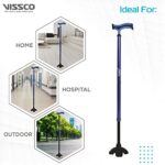 Mediciner.in - Vissco Avanti Plus - T Shape Aluminum Stick, Lightweight Walking Stick, Adjustable Height, Wide Base for Balance (Blue) | 2025 Vissco Avanti Plus T Shape Aluminum Stick Lightweight Walking Stick Adjustable Height Wide Base for Balance Blue 0 2 2025