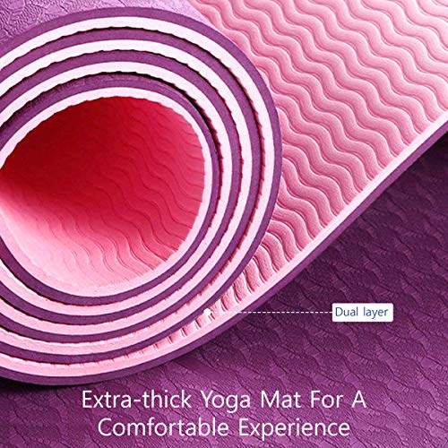 AGARO-TPE-Yoga-Mat-for-Women-Men-Purple-Pink-Colour-Eco-Friendly-Non-Slip-Classic-Pro-Exercise-Mat-for-Home-Workout-Pilates-Floor-Exercises-Gymnastics-Meditation-with-Carry-Bag-Strap-0-3 AGARO TPE Yoga Mat for Women Men Purple Pink Colour Eco Friendly Non Slip Classic Pro Exercise Mat for Home Workout Pilates Floor Exercises Gymnastics Meditation with Carry Bag Strap 0 3 2025