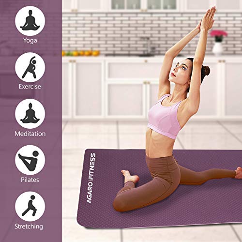 AGARO-TPE-Yoga-Mat-for-Women-Men-Purple-Pink-Colour-Eco-Friendly-Non-Slip-Classic-Pro-Exercise-Mat-for-Home-Workout-Pilates-Floor-Exercises-Gymnastics-Meditation-with-Carry-Bag-Strap-0-4 AGARO TPE Yoga Mat for Women Men Purple Pink Colour Eco Friendly Non Slip Classic Pro Exercise Mat for Home Workout Pilates Floor Exercises Gymnastics Meditation with Carry Bag Strap 0 4 2025